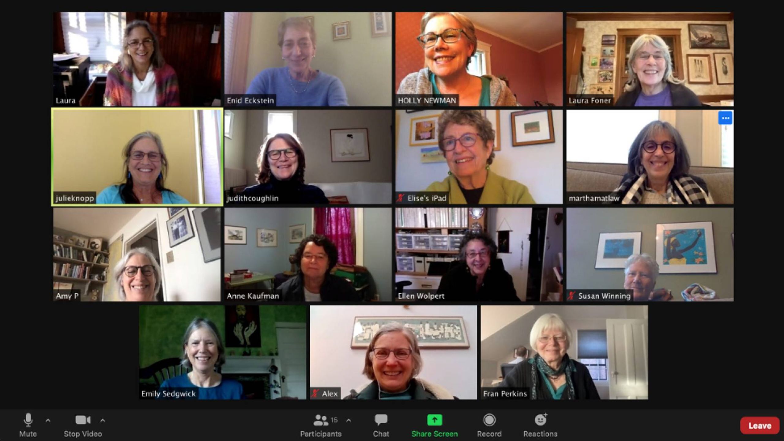 Zoom meeting with multiple women on video call