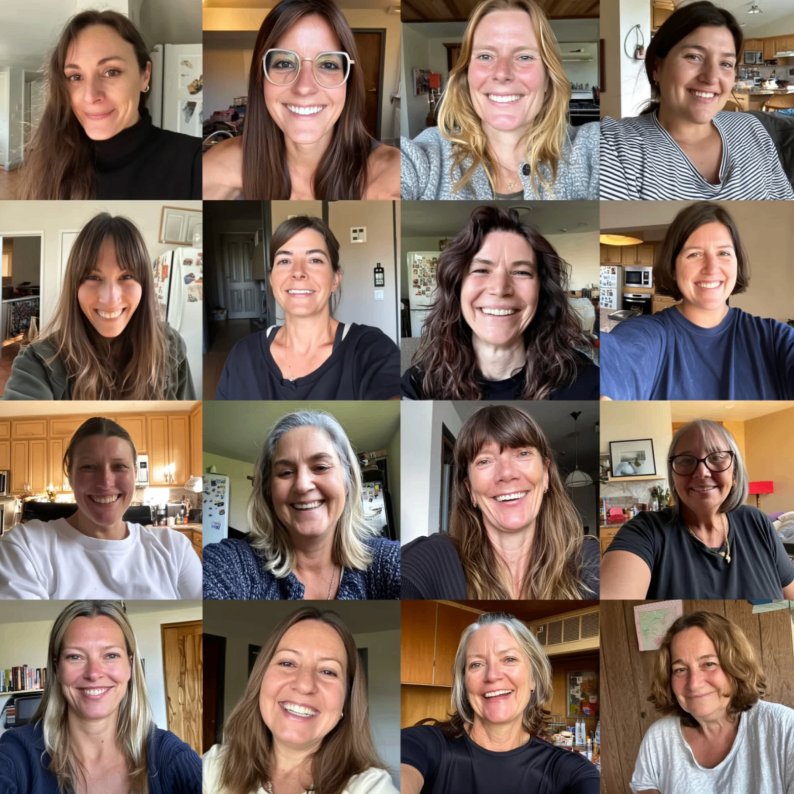 Grid of women in video conference calls